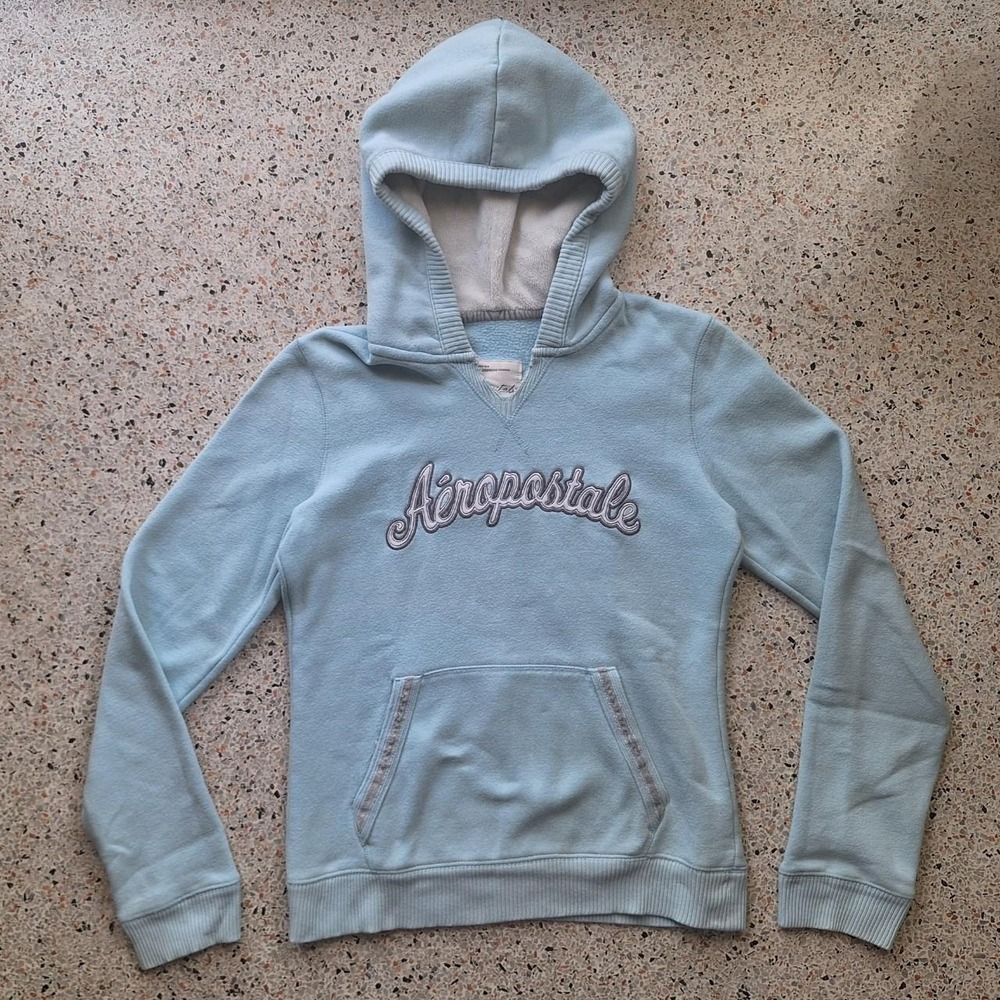 Aéropostale Cursive Embroidered Logo Pullover Hoodie Y2k Skater